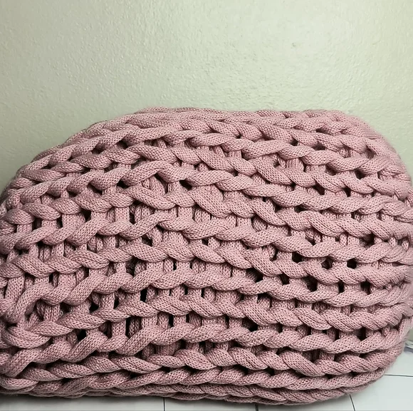 Madison Park Blush Chunky Double Knit Throw Blanket Handmade 50W x60L Boho